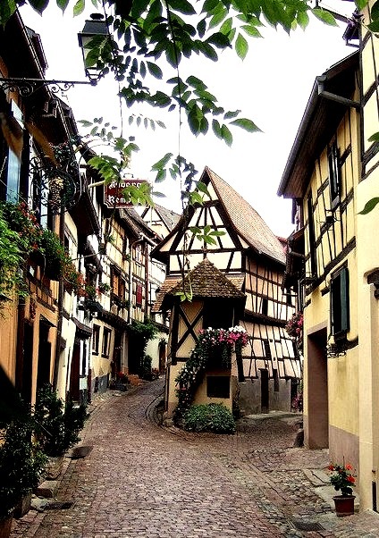 Cobblestone Street, Eguisheim, France
