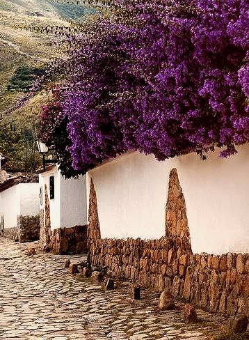 Beautiful street in Villa de Leyva, considered one of the finest colonial villages of Colombia
