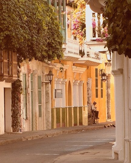 Beautiful colonial streets of Cartagena de Indias, Colombia