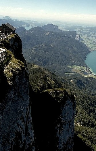 Mountain hut on top of Schafberg Mountain, Salzkammergut, Austria