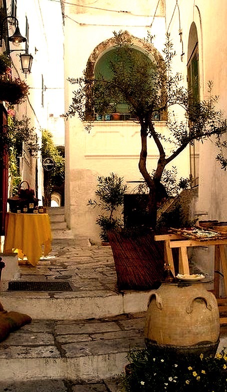 On the white streets of Ostuni in Puglia, Italy
