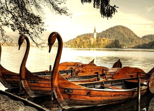 by Atilla2008 on Flickr.Wooden Swans on Lake Bled, Slovenia.