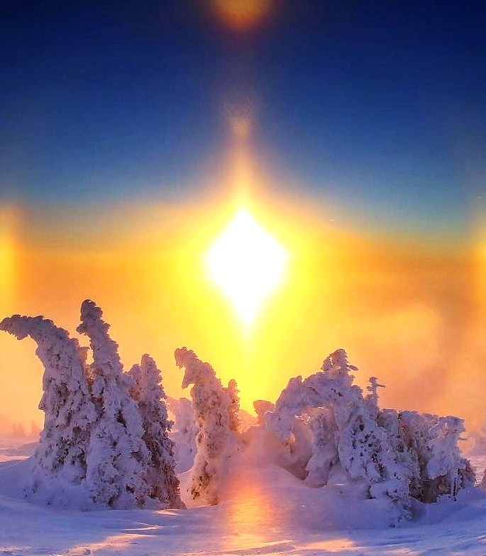 In the Austrian alps: a sun dog (mock sun, parhelion) is an optical phenomenon in which bright spots appear in the sky, frequently on a ring around the sun.